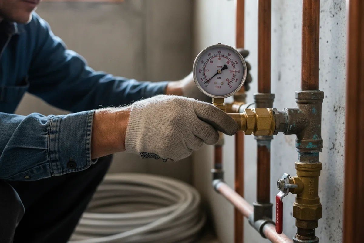 Pressure testing a repaired line during Water Line Repair in Eagle Springs